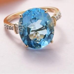 10k gold Marambaia Topaz 10.28 ctw, diamond, Gold 2.85g. SIZE 8